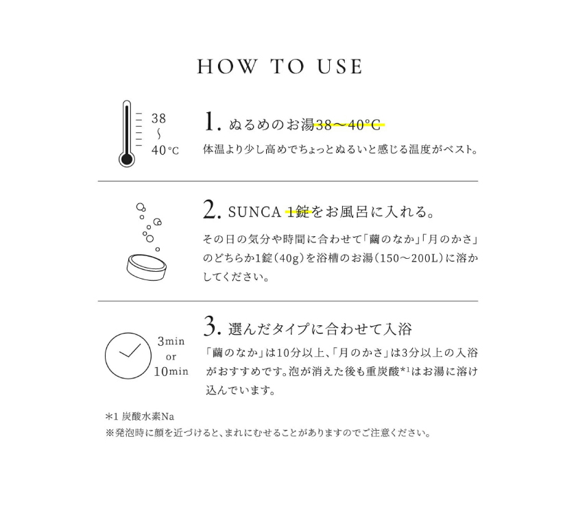 SUNCA 薬用入浴剤 使い方