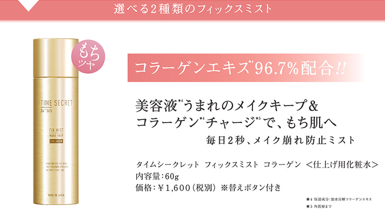 TIME SECRET フィックスミスト コラーゲン 仕上げ用化粧水 クレジット