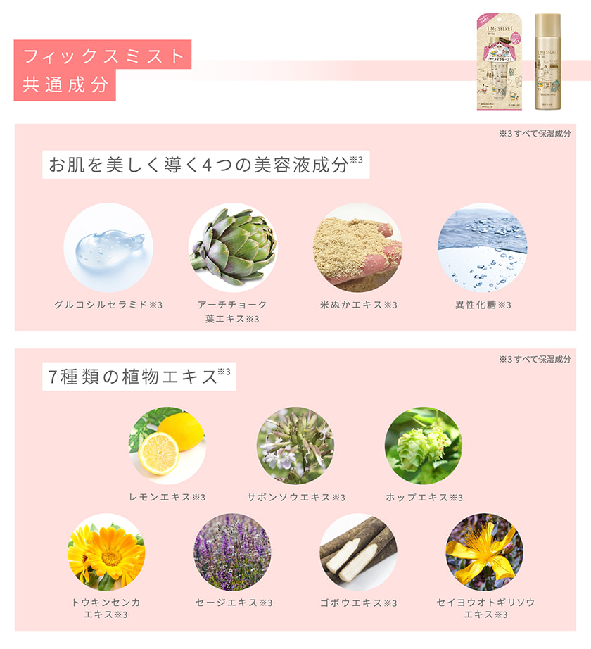 TIME SECRET フィックスミスト 仕上げ用化粧水 成分