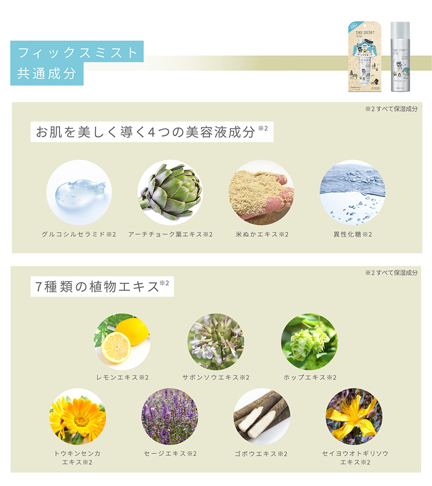 TIME SECRET フィックスミスト 仕上げ用化粧水 成分